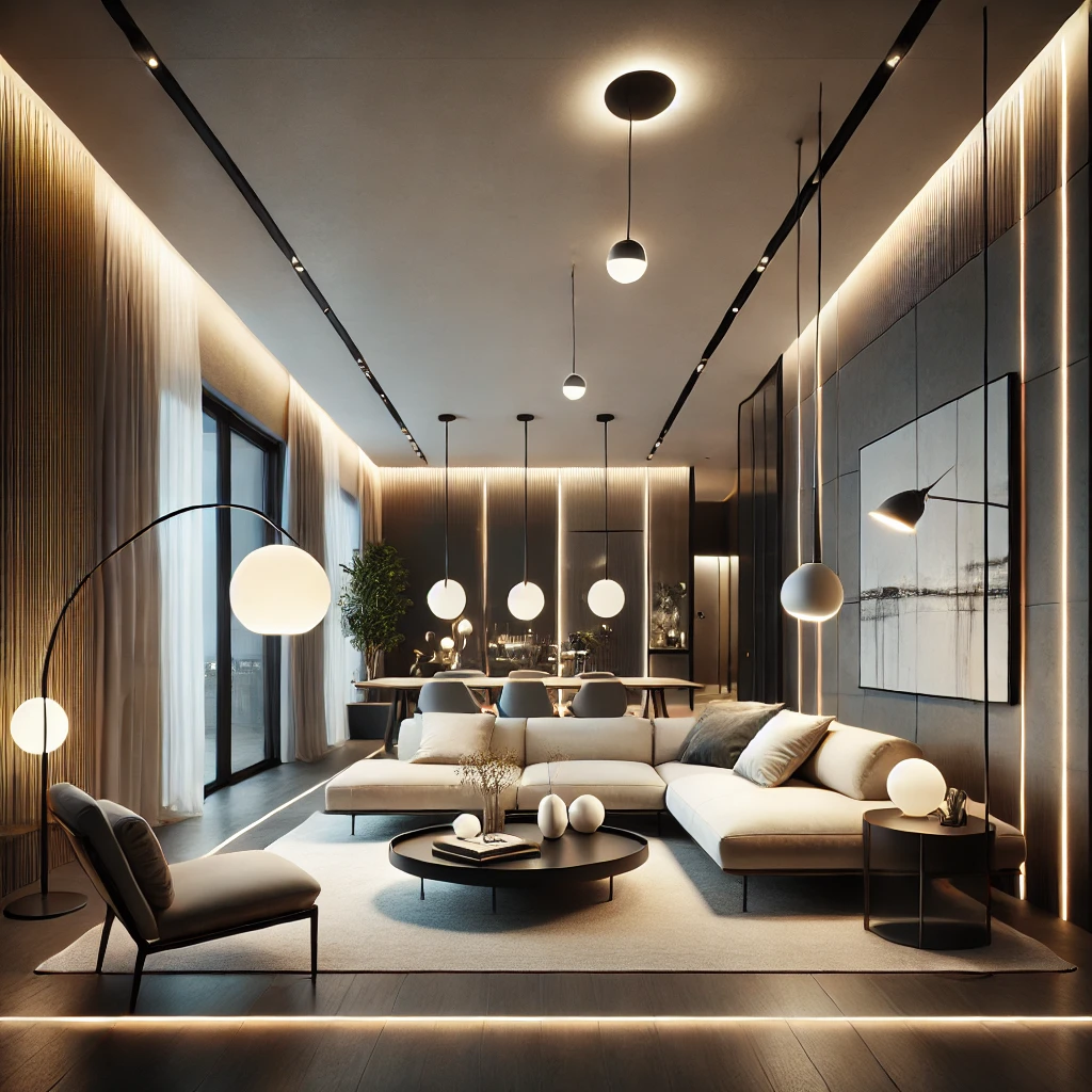 Lighting plays a crucial role in contemporary living room design, both functionally and aesthetically.