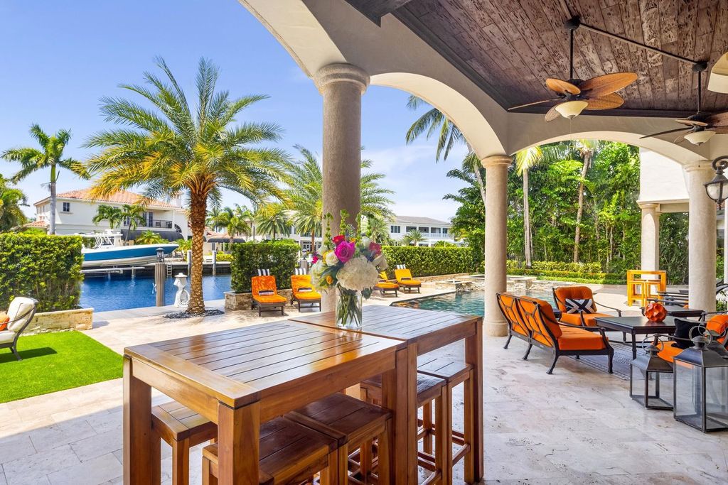 This stunning $7 million waterfront estate features 5 bedrooms, 5.1 bathrooms, breathtaking water views, and direct ocean access.