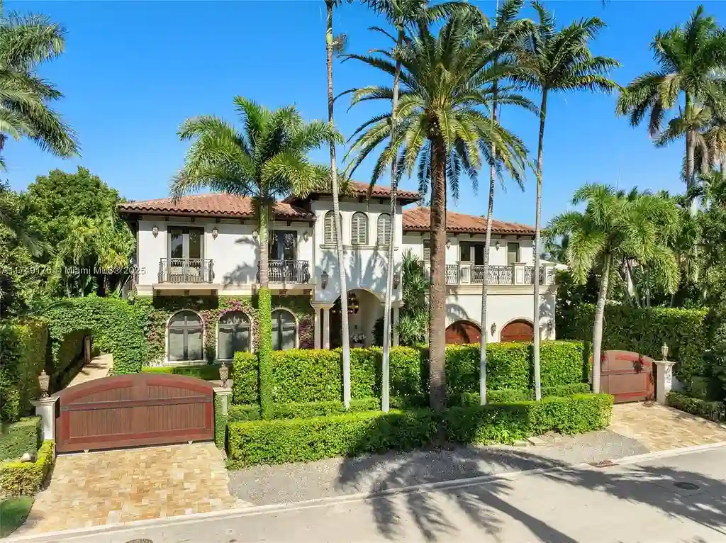 Luxury $39.5M Miami Beach waterfront estate at 1535 W 27th St, featuring a private dock, resort-style pool, and Mediterranean-inspired architecture.