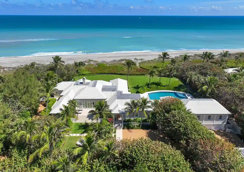Stunning ocean views from the living room of 245 S Beach Road – a rare opportunity in Jupiter Island real estate.