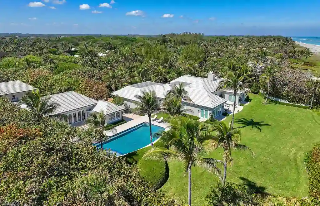 Stunning ocean views from the living room of 245 S Beach Road – a rare opportunity in Jupiter Island real estate.