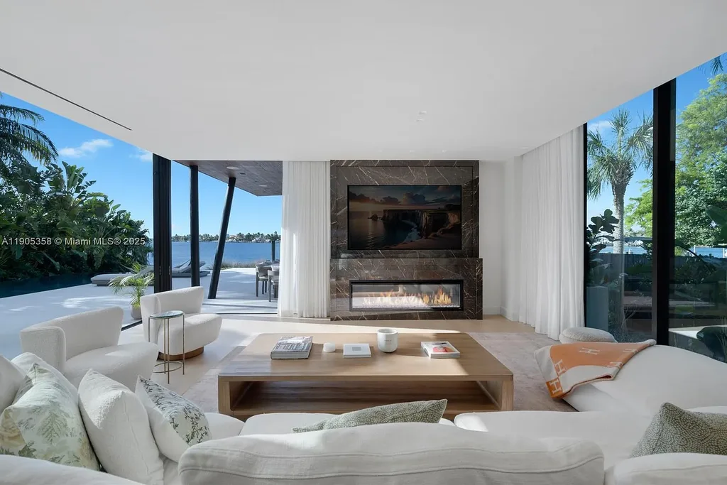 1165 N Biscayne Point Rd Miami Beach waterfront exterior view with private dock