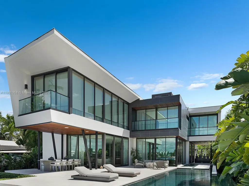 1165 N Biscayne Point Rd Miami Beach waterfront exterior view with private dock