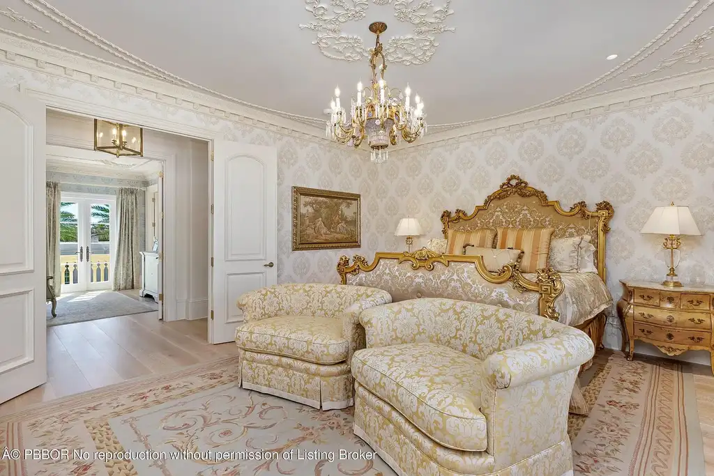 Front view of 1620 S Ocean Blvd luxury oceanfront estate in Palm Beach, Florida with Mediterranean architecture and private beach access