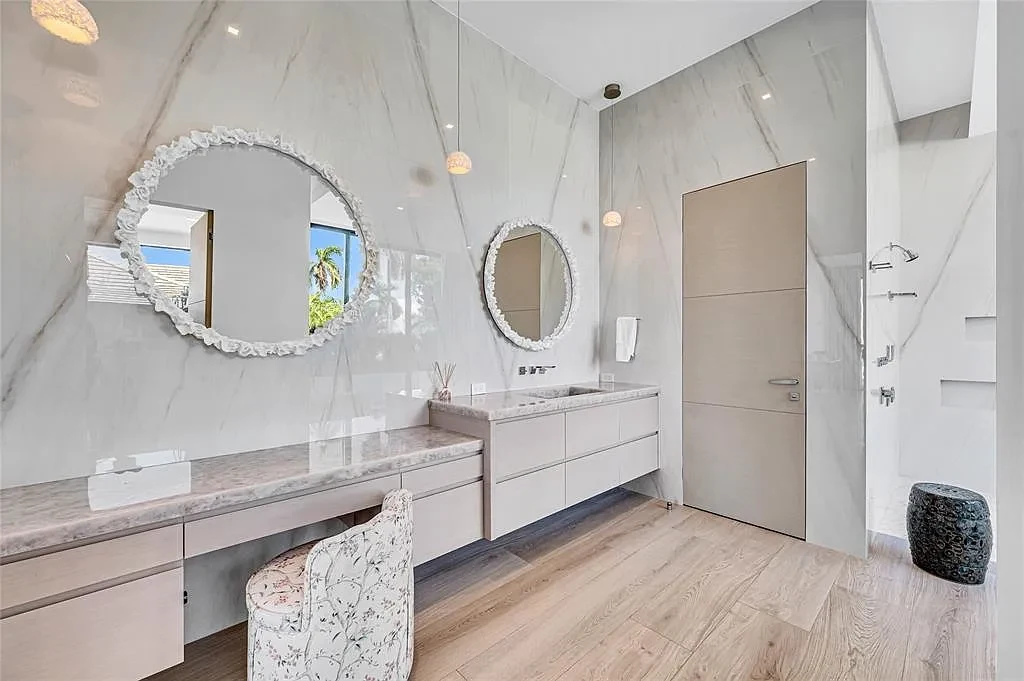 Front exterior view of 408 Coral Way Fort Lauderdale waterfront estate with modern architectural design