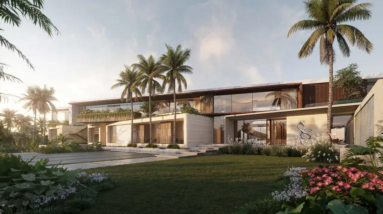 The most expensive home in Florida, 1960 S Ocean Boulevard, showcasing modern tropical architecture and palm-lined gardens.
