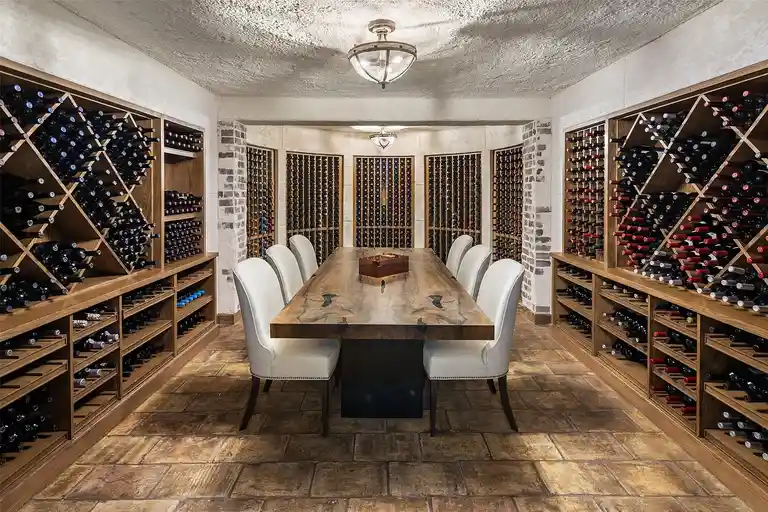Elegant wine cellar inside the most expensive home in Texas.