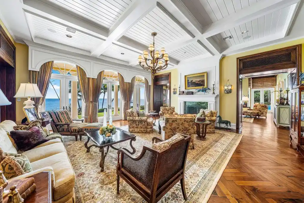 1083 Hillsboro Mile luxury ocean-to-intracoastal estate in Hillsboro Beach, FL featuring 8 bedrooms, 13 bathrooms, private beach, guest house, and expansive pool terrace