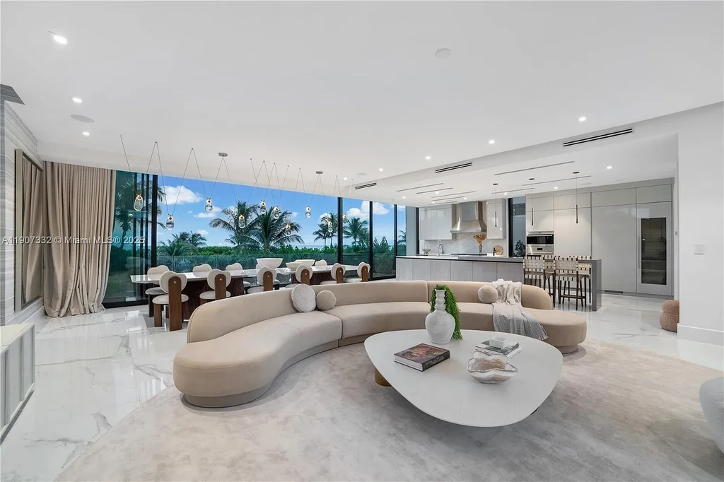 $40 Million Oceanfront Miami Beach Estate with Rooftop Terrace and Saltwater Pool 7 Oceanfront primary suite at 7845 Atlantic Way featuring private terrace, spa bath, and panoramic Atlantic views