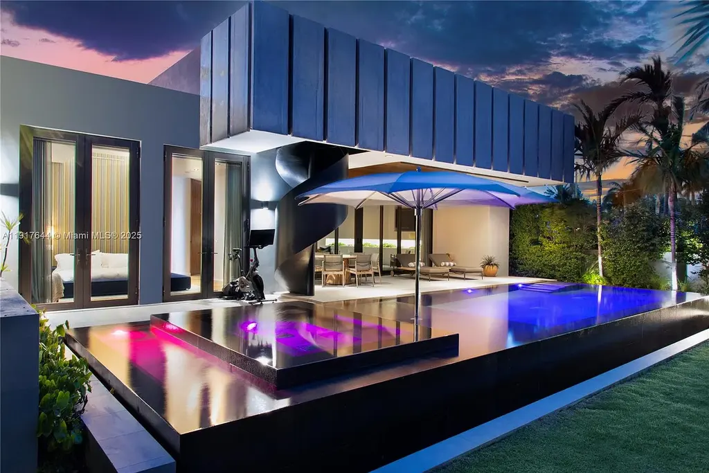 Rooftop pool and wellness terrace at 8055 Noremac Ave Home in Miami Beach for sale