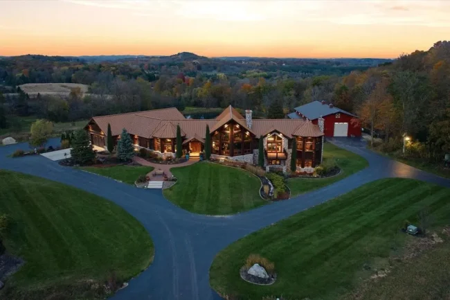 A Wisconsin Masterpiece: $4 Million Log Home Estate on 12+ Acres Captures the Essence of Rustic Elegance