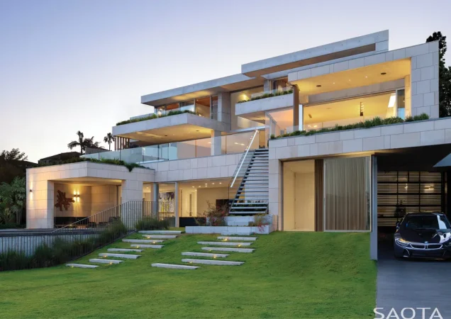 Mosman House by SAOTA, Sculpted Contemporary Home on Steep Slope