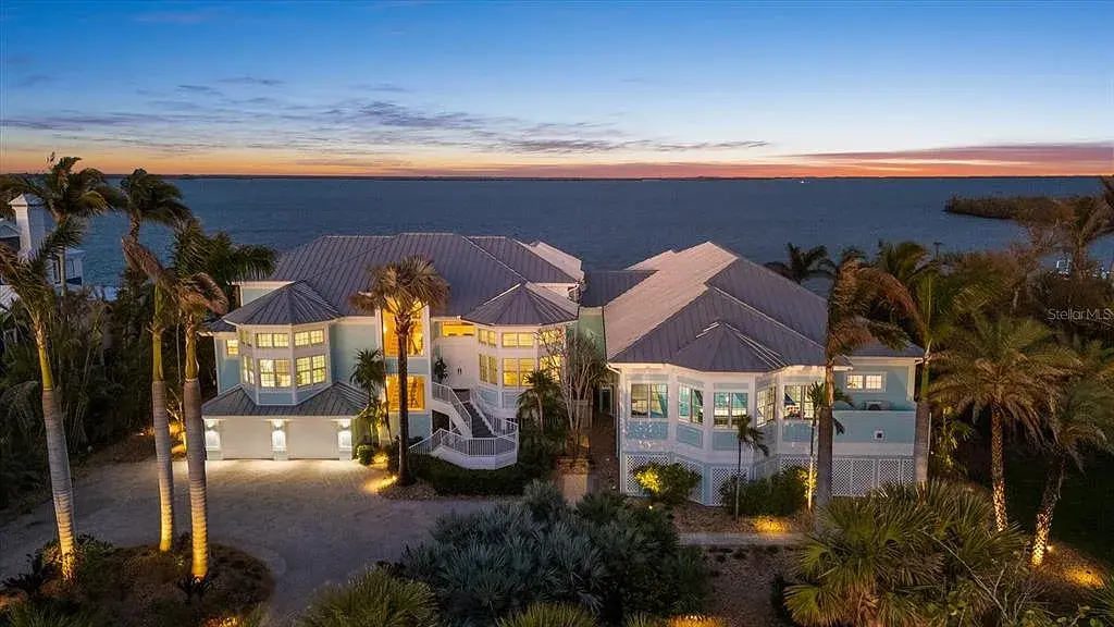 A $10.825 Million Waterfront Sportsman’s Compound Sets a New Benchmark in Boca Grande 5 Aerial view of 14 Grouper Hole Dr on Gasparilla Sound Boca Grande Florida