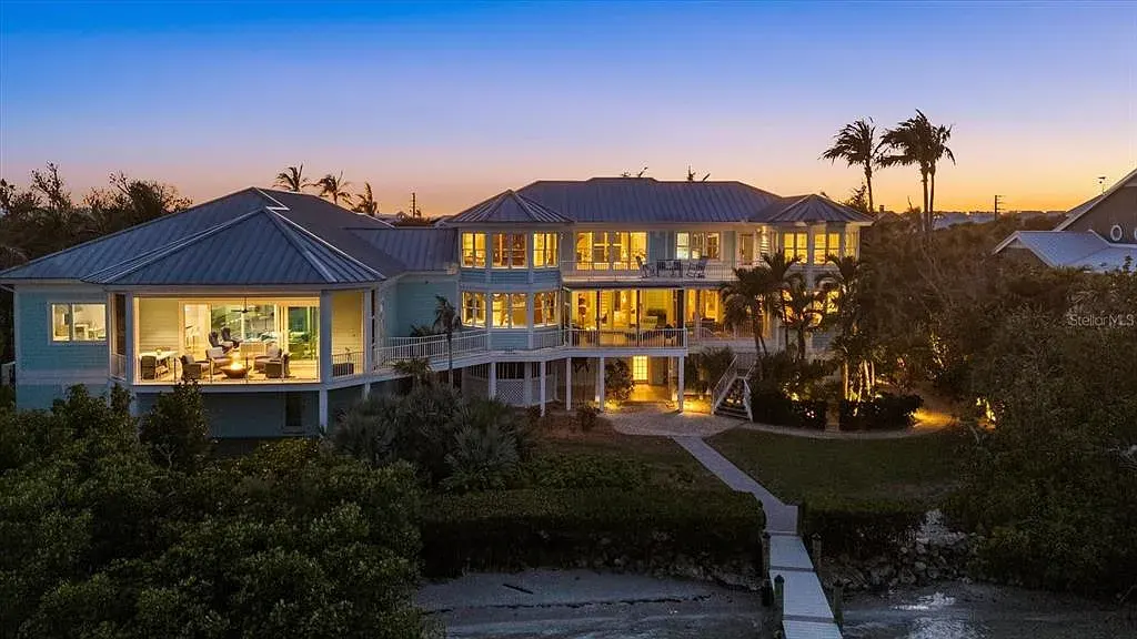 A $10.825 Million Waterfront Sportsman’s Compound Sets a New Benchmark in Boca Grande 17 Aerial view of 14 Grouper Hole Dr on Gasparilla Sound Boca Grande Florida