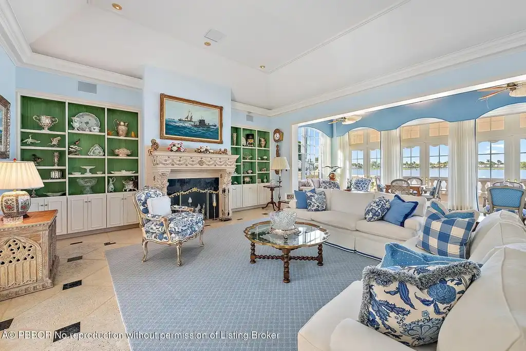 $35 Million Iconic Waterfront Estate on Everglades Island in Palm Beach 6 Waterfront exterior view of 751 Island Dr showcasing a luxury Palm Beach home for sale on Everglades Island