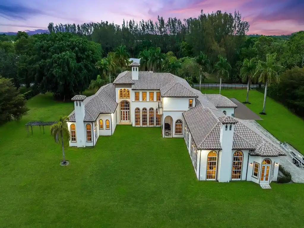 Exceptional $5.9 Million Palatial Gated Estate with Nearly 3 Acres of Private Land in Parkland 17 Aerial view showcasing the expansive acreage surrounding 8800 NW 68th Court, a rare Parkland home for sale with equestrian zoning