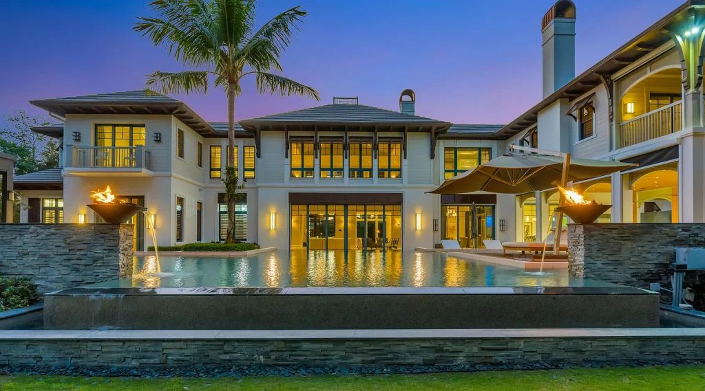 $16 Million Spectacular Golf-Front Estate Inside Old Palm Golf Club, Palm Beach Gardens 5 Aerial view of 12218 Tillinghast Circle, a $16M golf-front home in Palm Beach Gardens Real Estate