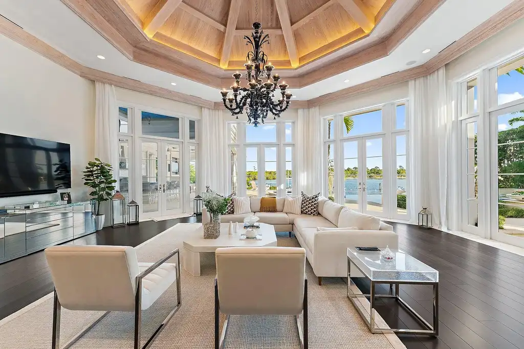 $32 Million Waterfront Icon Redefining Luxury Living in Jupiter Real Estate 10 Waterfront exterior of 372 Regatta Drive in Jupiter, showcasing Intracoastal frontage and luxury estate setting