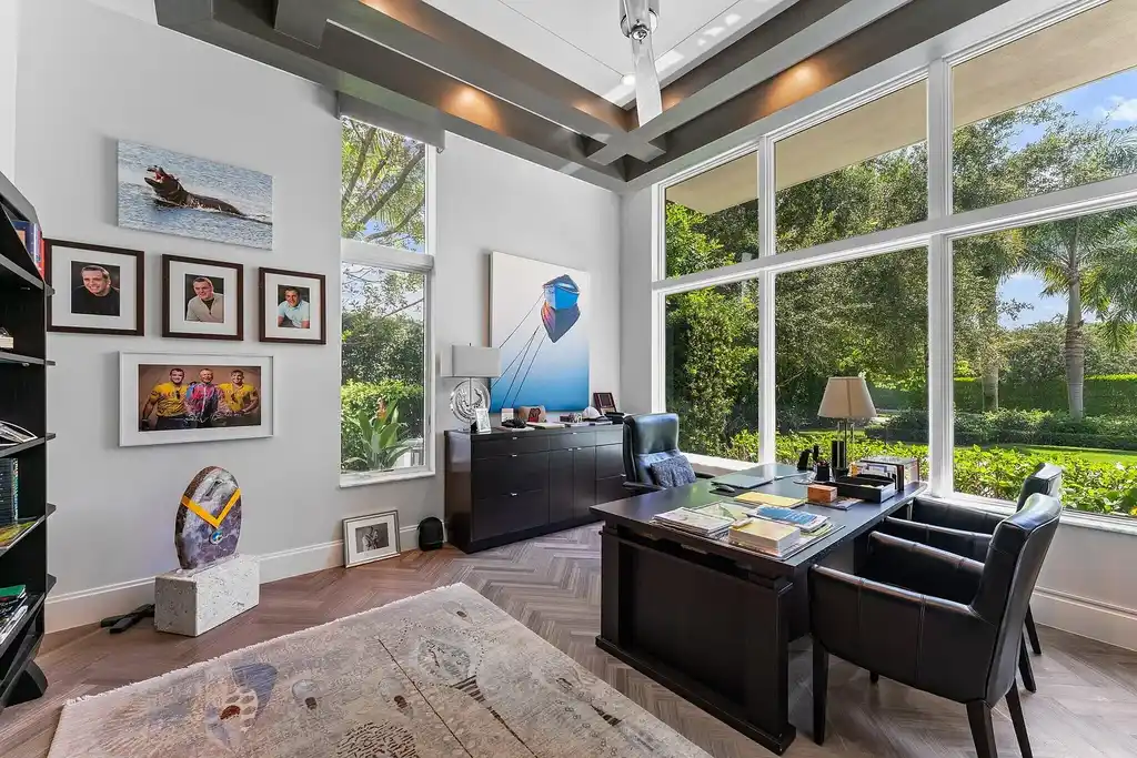 Exquisite $12.8 Million Intracoastal Masterpiece Redefining Elite Waterfront Living in Palm Beach Gardens 13 Aerial view of 14646 Watermark Way showcasing private dock and direct Intracoastal Waterway access