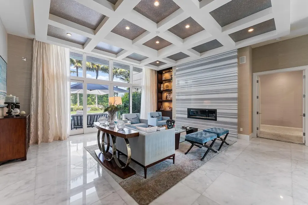 Exquisite $12.8 Million Intracoastal Masterpiece Redefining Elite Waterfront Living in Palm Beach Gardens 7 Aerial view of 14646 Watermark Way showcasing private dock and direct Intracoastal Waterway access