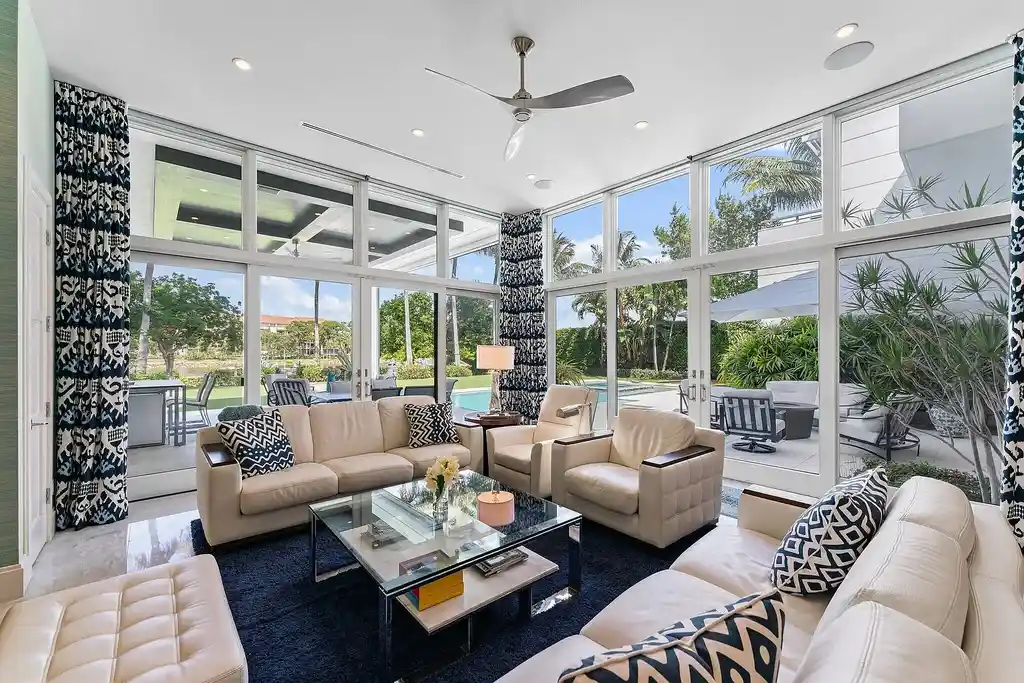 Exquisite $12.8 Million Intracoastal Masterpiece Redefining Elite Waterfront Living in Palm Beach Gardens 10 Aerial view of 14646 Watermark Way showcasing private dock and direct Intracoastal Waterway access