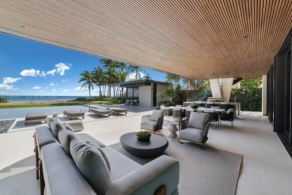 $88.5 Million Ultra-Modern Golden Beach Oceanfront Mansion Showcases Record-Breaking Design 16 Luxury oceanfront mansion in Golden Beach featuring modern stone façade, infinity-edge pools, rooftop spa, expansive glass walls, and panoramic Atlantic Ocean views