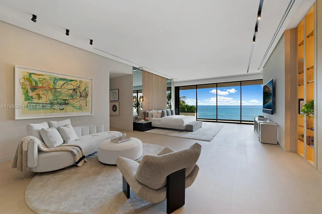 $88.5 Million Ultra-Modern Golden Beach Oceanfront Mansion Showcases Record-Breaking Design 9 Luxury oceanfront mansion in Golden Beach featuring modern stone façade, infinity-edge pools, rooftop spa, expansive glass walls, and panoramic Atlantic Ocean views