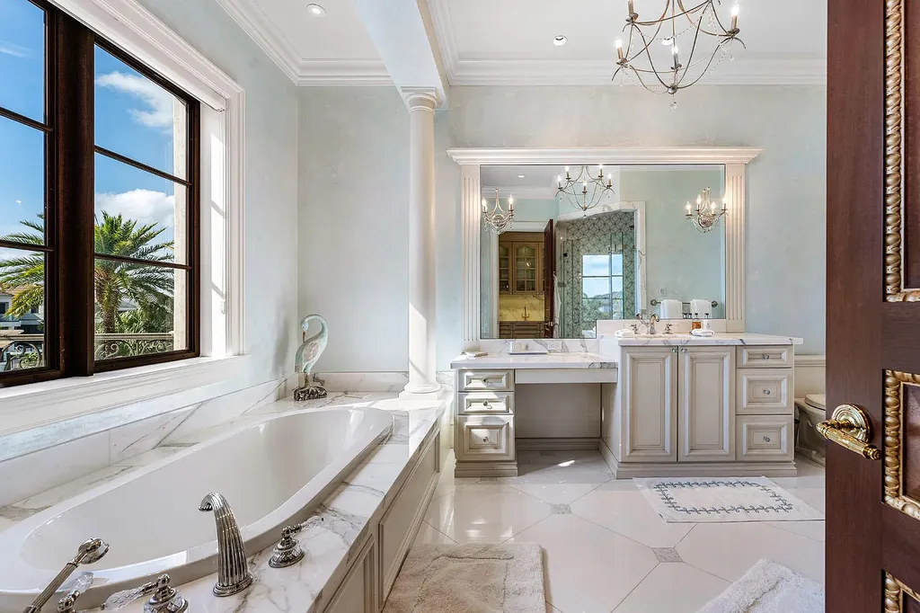 $13 Million Spectacular Venetian Waterfront Estate Sets a New Standard for Luxury Living in Boca Raton 14 443 E Alexander Palm Road luxury waterfront mansion in Boca Raton with Venetian-inspired architecture and private yacht dock