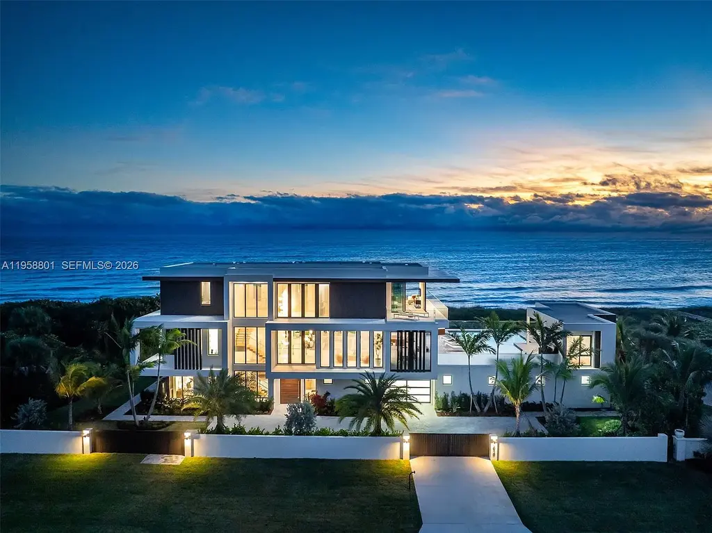 New $17 Million Oceanfront Estate in Fort Pierce Unveils Spectacular Modern Design and Exclusive Coastal Prestige 5 4610 N Highway A1a luxury oceanfront modern mansion on Hutchinson Island Fort Pierce Florida with private beach access and elevated pool terrace