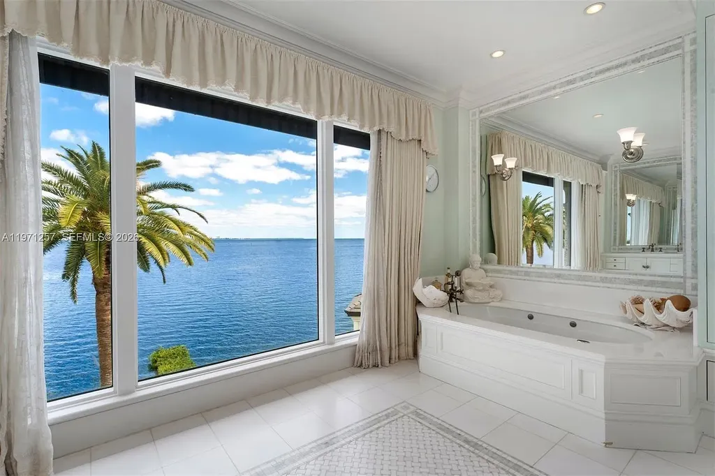 $52.5 Million Spectacular Private Island Bayfront Estate in Coral Gables Showcases Ultimate Waterfront Luxury 14 10 Tahiti Beach Island Rd luxury bayfront mansion in Coral Gables with private dock, resort-style pool, and panoramic Biscayne Bay views