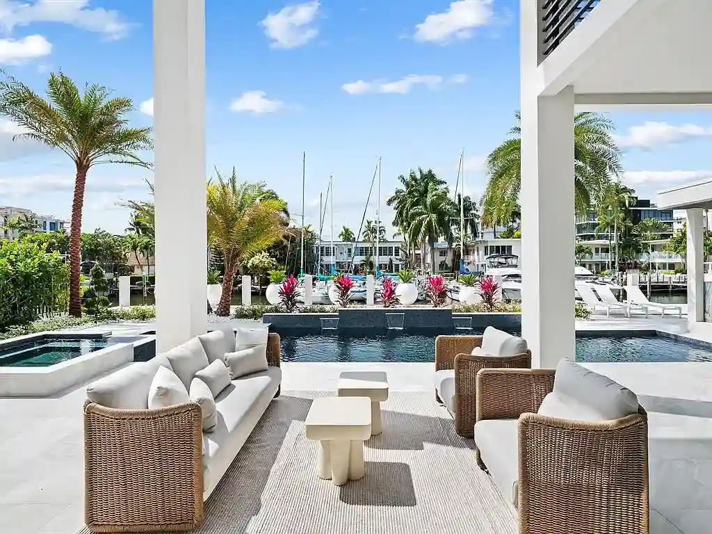 Stunning $10.2 Million New Construction Waterfront Mansion in Fort Lauderdale Hits the Market 16 Luxury waterfront home at 111 Fiesta Way in Fort Lauderdale with canal frontage, pool, and modern three-story architecture.