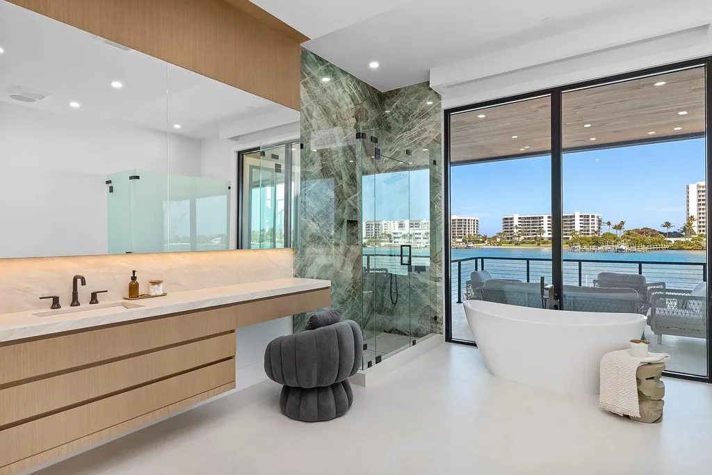 $14.5 Million Brand-New Waterfront Mansion in Jupiter with Private Dock, and Direct Ocean Access 14 19696 Harbor Road N luxury waterfront home in Jupiter Florida with infinity pool private dock and panoramic Intracoastal views