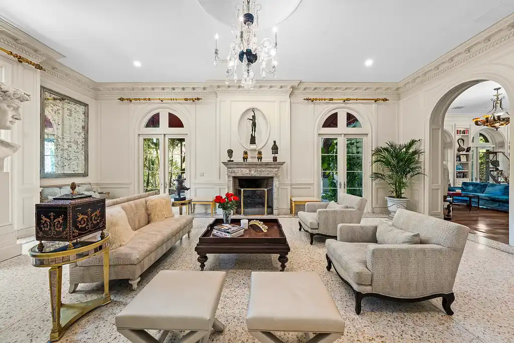 A $75 Million Private Peninsula Estate Sets a New Standard for Waterfront Living in Coral Gables 13 Tuscan-inspired waterfront estate at 9401 Journeys End Rd in Coral Gables featuring private peninsula, yacht dockage, luxury pool, and resort-style outdoor living