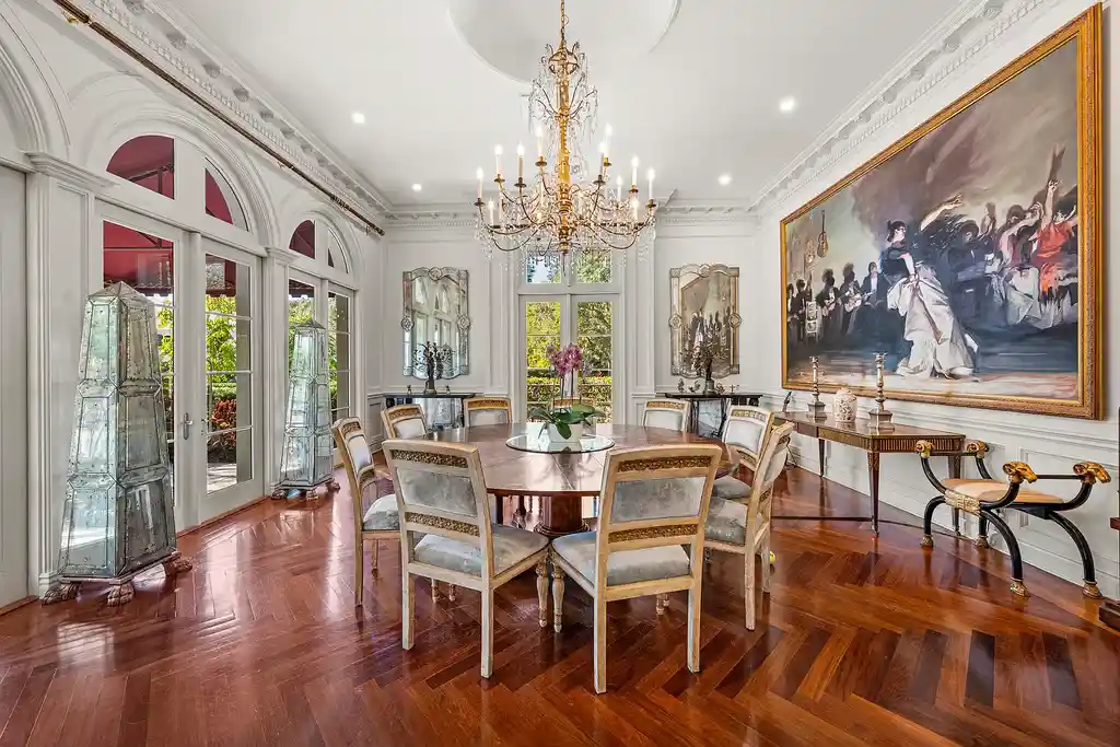 A $75 Million Private Peninsula Estate Sets a New Standard for Waterfront Living in Coral Gables 9 Tuscan-inspired waterfront estate at 9401 Journeys End Rd in Coral Gables featuring private peninsula, yacht dockage, luxury pool, and resort-style outdoor living