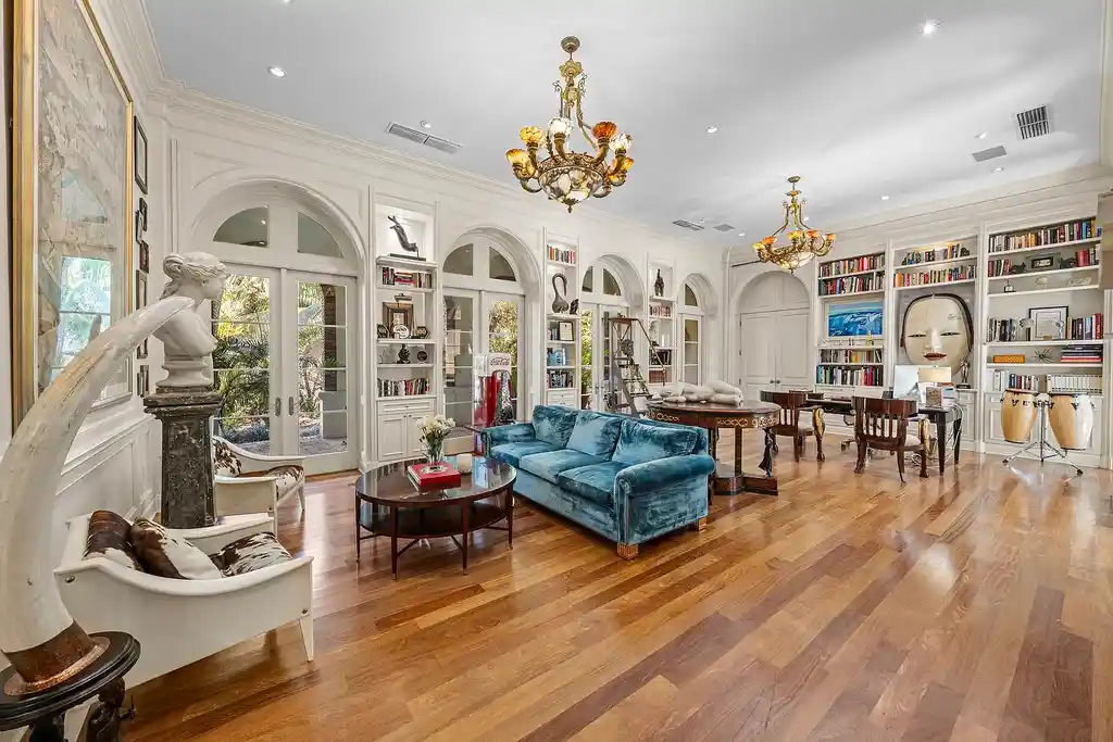 A $75 Million Private Peninsula Estate Sets a New Standard for Waterfront Living in Coral Gables 8 Tuscan-inspired waterfront estate at 9401 Journeys End Rd in Coral Gables featuring private peninsula, yacht dockage, luxury pool, and resort-style outdoor living