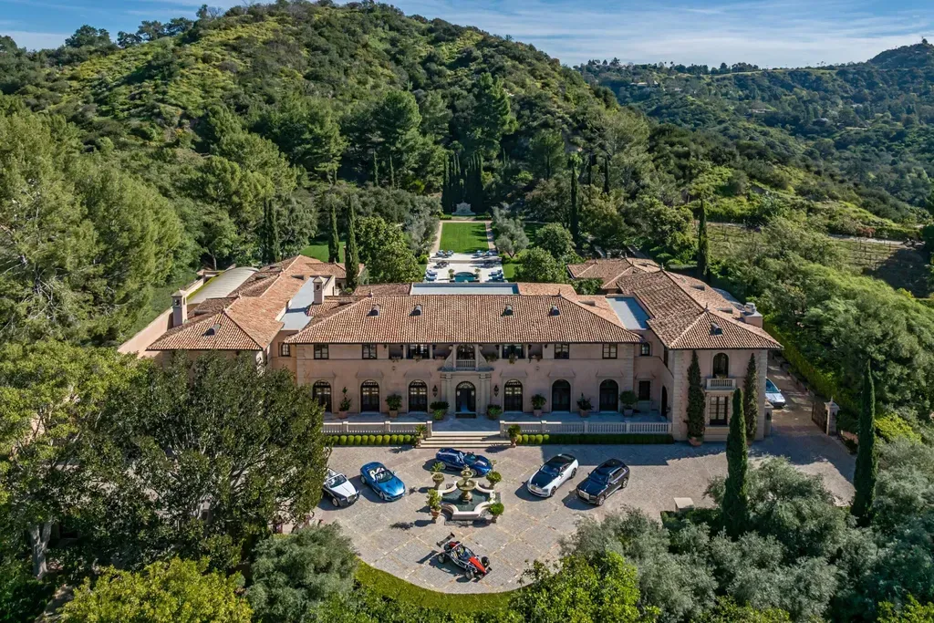 Most Expensive Homes in Los Angeles 4 aerial view of beverly park estate showing large private compound surrounded by hills los angeles