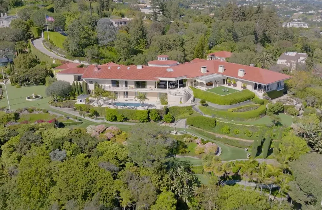 Most Expensive Homes in California 22 Villa dei Fiore Bel Air estate aerial view showing expansive grounds and main residence