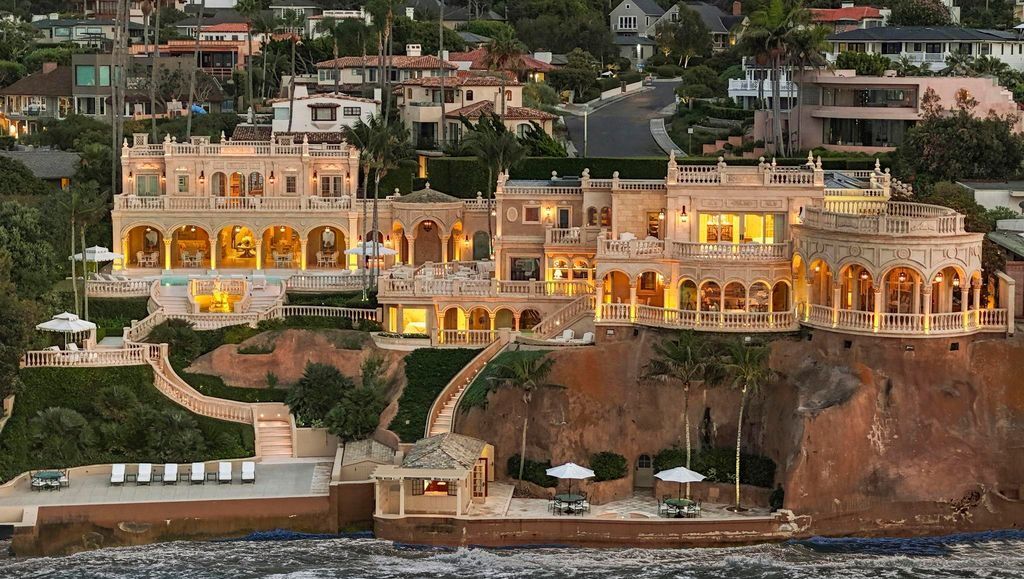Most Expensive Homes in California 25 La Jolla oceanfront mansion perched above private beach with Mediterranean architecture