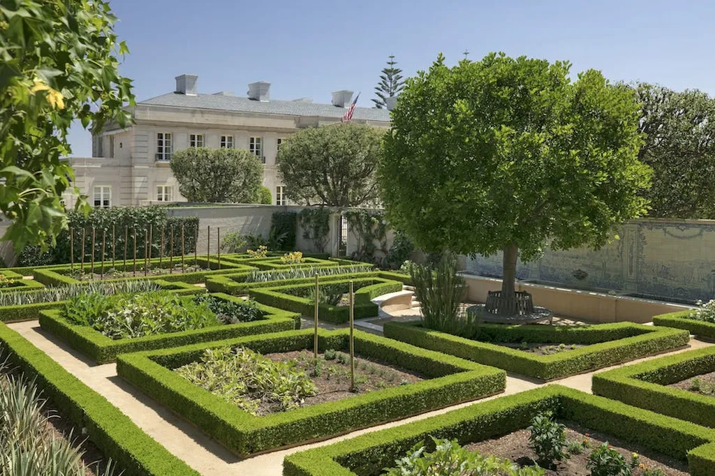 Chartwell Estate: One of the Most Iconic Estates in Bel Air Los Angeles 14 Formal garden at Chartwell Estate with manicured hedges and landscaping in Bel Air Los Angeles