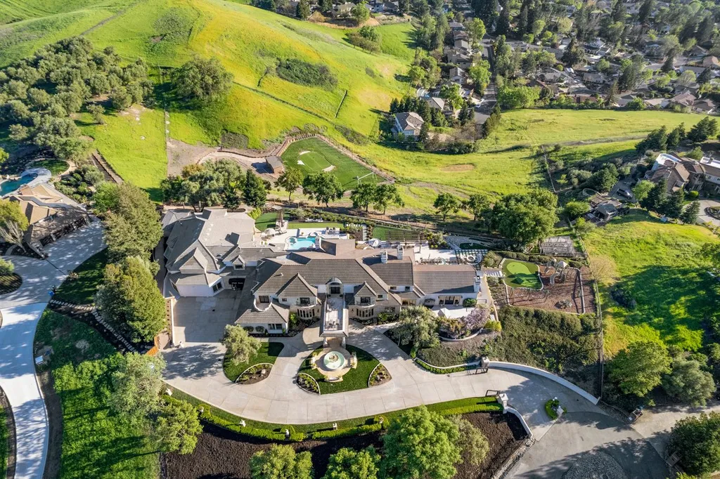 A Hilltop Estate in Danville That Defines a Different Kind of Luxury 17 aerial overview of luxury estate in Danville California showing full property layout and surrounding hills