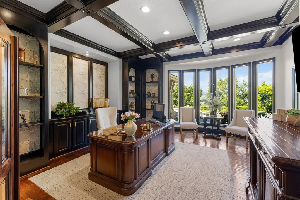 A Hilltop Estate in Danville That Defines a Different Kind of Luxury 11 luxury home office in Danville estate with custom wood paneling and garden views
