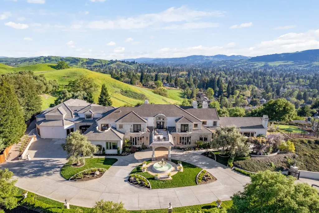 A Hilltop Estate in Danville That Defines a Different Kind of Luxury 2 aerial view of luxury estate in Danville California showcasing expansive driveway and surrounding rolling hills