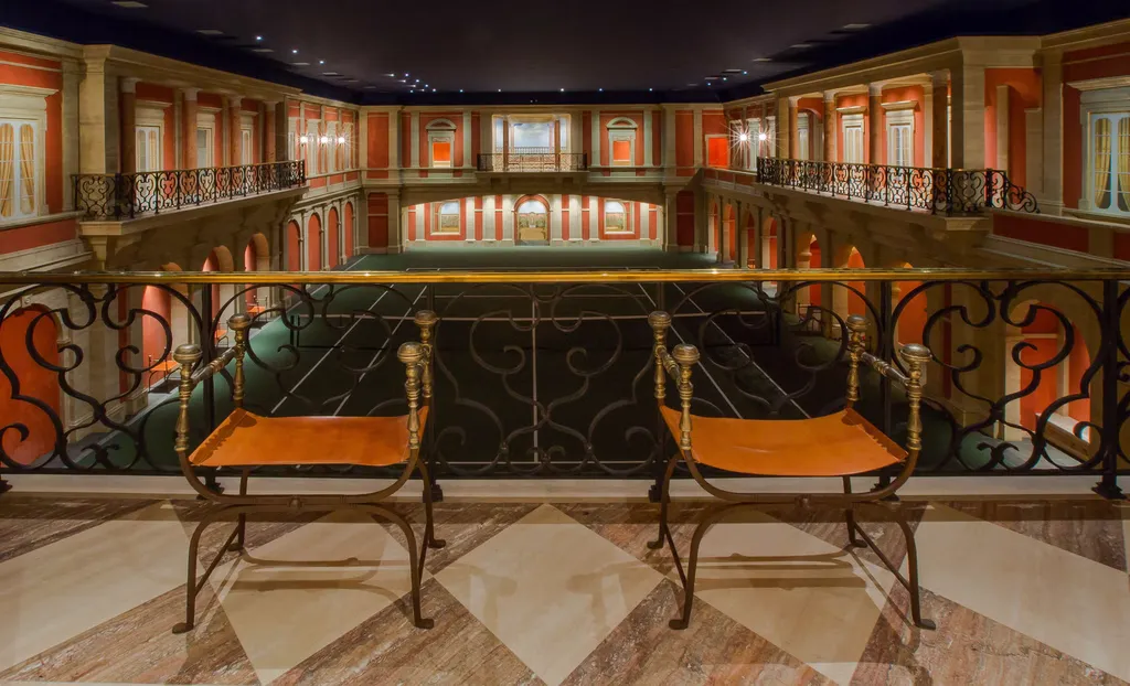 Hacienda de la Paz: One of the Largest Private Estates in California 12 Hacienda de la Paz grand ballroom with multi level balconies large open space and flexible interior design