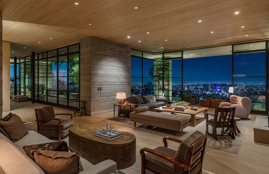 Most Expensive Homes in Los Angeles 19 engineered luxury living space with panoramic city view in hollywood hills modern mansion