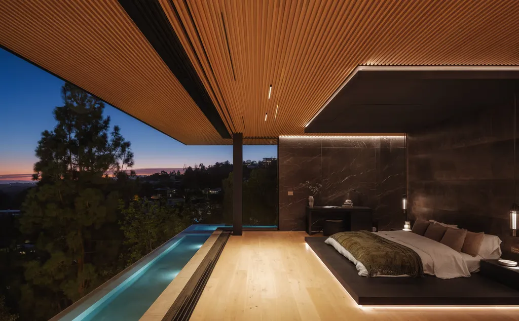 Most Expensive Homes in Los Angeles 16 luxury bedroom with private pool and open terrace in modern los angeles mansion