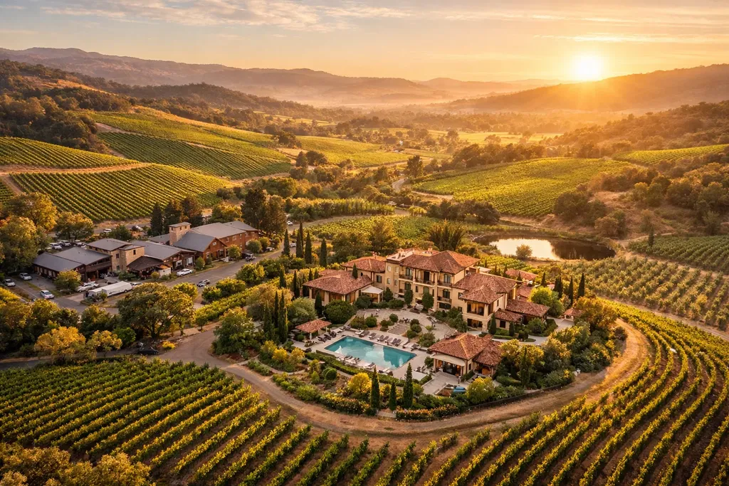 California Luxury Real Estate Market Guide 6 Luxury vineyard estate in Napa Valley surrounded by rolling hills and private land