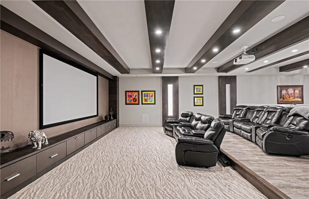 An Award Winning Modern Wellness Estate in Ohio Lists for $10,900,000 as a Private Resort Inspired Sanctuary 11 Luxury private home theater with reclining seating at 1433 Ridgemont Trl in Hinckley Ohio