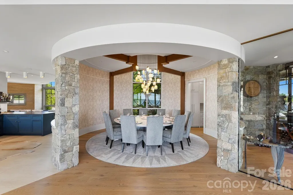 Lake Norman’s Ultimate Peninsula Estate Lists for $18,500,000 in Norman Estates 6 Luxury dining room at 8515 Norman Estates Dr Lake Norman waterfront estate