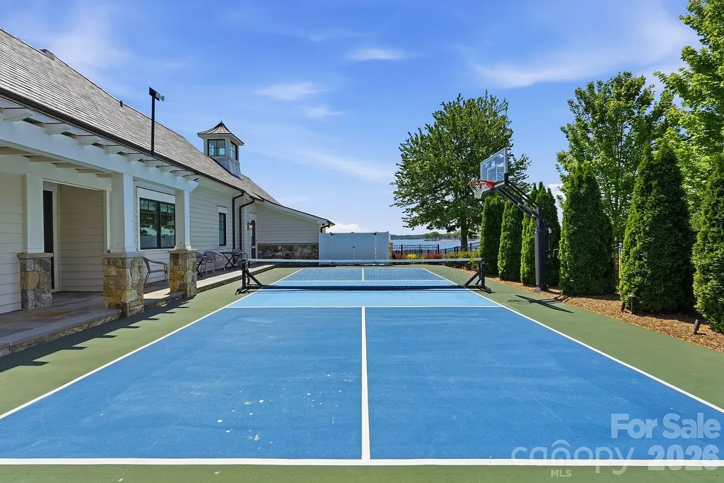 Lake Norman’s Ultimate Peninsula Estate Lists for $18,500,000 in Norman Estates 15 Private regulation pickleball court at 8515 Norman Estates Dr overlooking Lake Norman