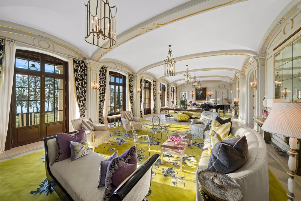 Inside Florida’s Most Ambitious Private Estate: The Oaks Emerges as a $115 Million Benchmark in Tampa Bay 3 Grand salon interior of The Oaks Estate featuring limestone floors, arched ceilings, and luxury furnishings in Tampa, Florida
